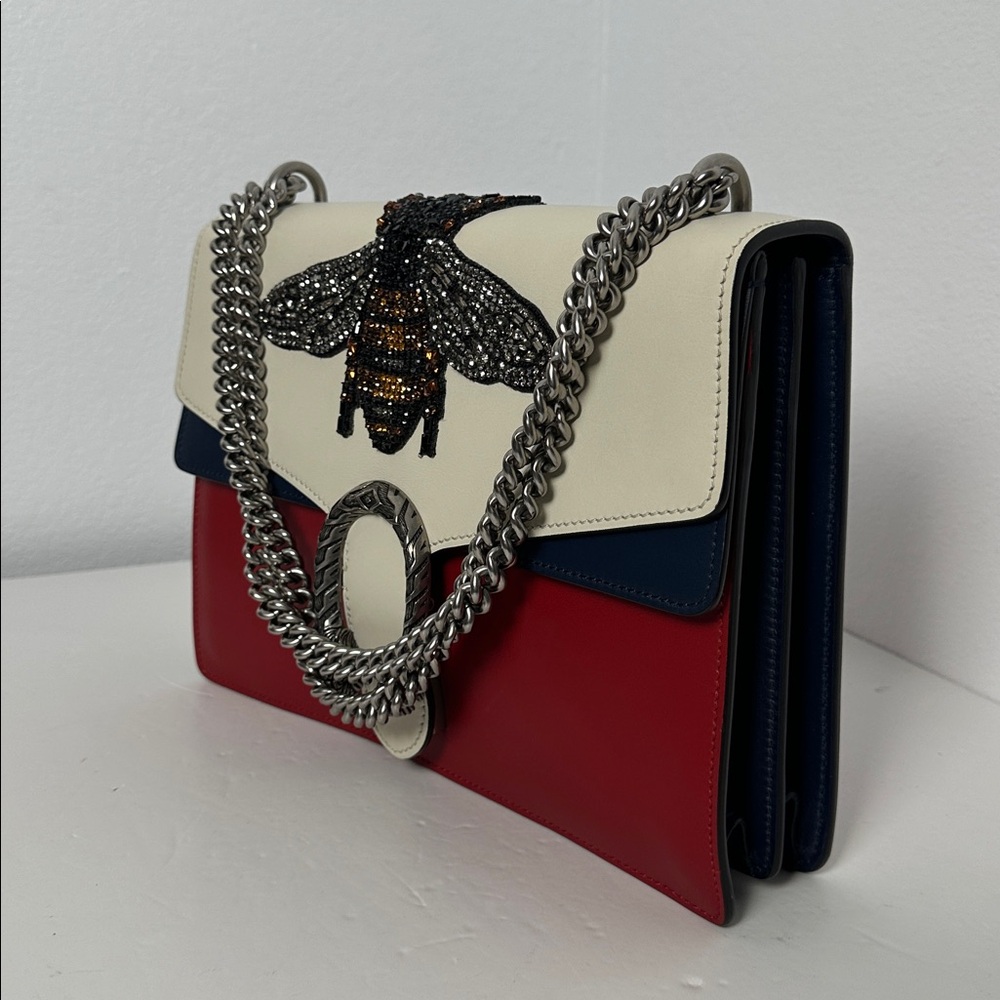 💯Authentic Gucci Dionysus Bee Embellished Leather Chain Shoulder Bag🍀 - Picture 14 of 17